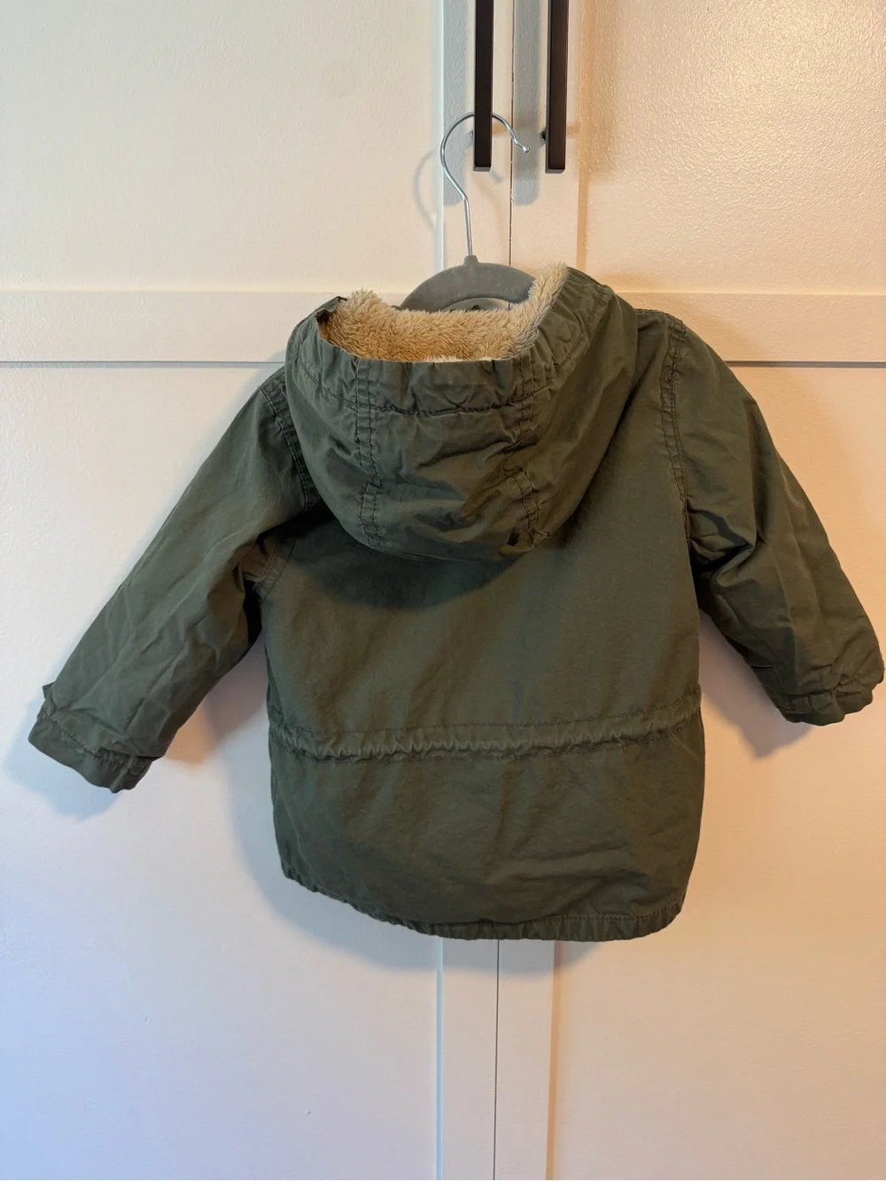 Zara Boy Green Fleece Lined Insert Utility Parka Jacket Coat Size 12-18 months